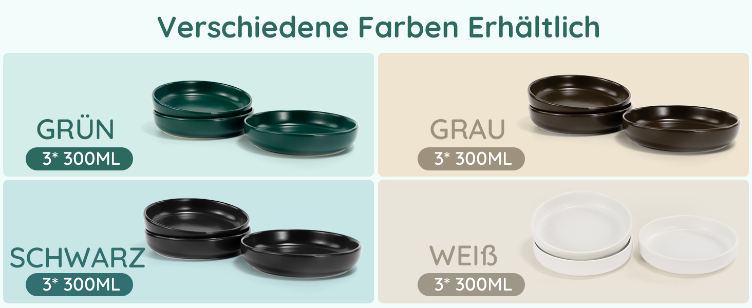 Набори мисок для котів SPUNKYJUNKY 3 шт. з кераміки, чорного кольору (300 мл)