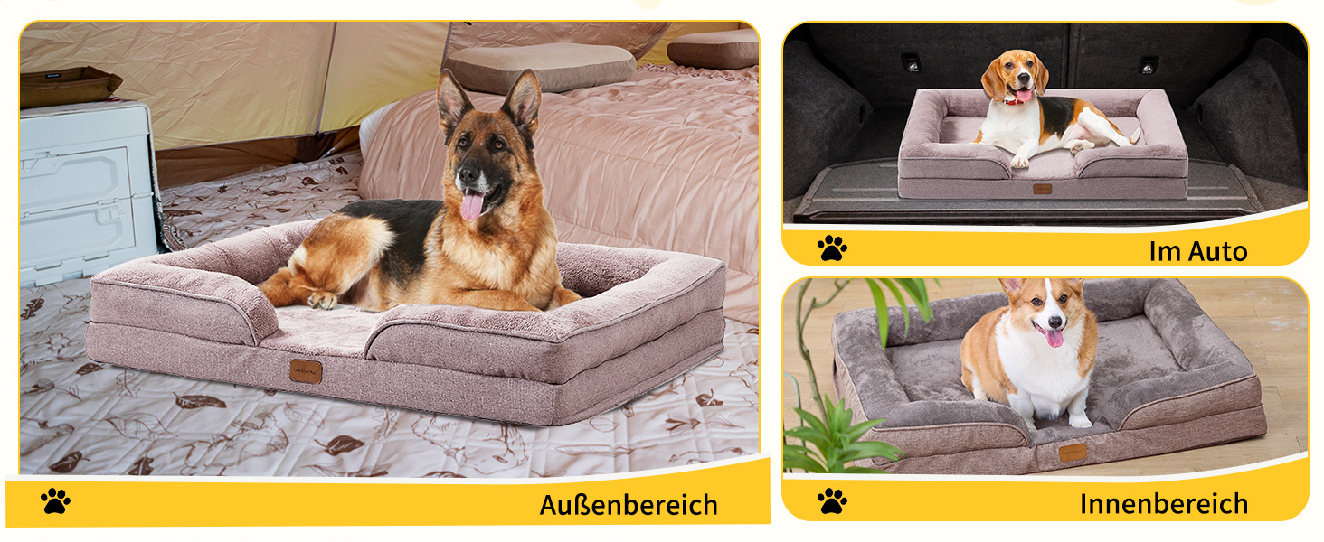 Ортопедичне ліжко для собак середніх та великих порід 109x84x21 см, високощільна губка, знімний водонепроникний чохол, комфортне, антиковзаюче (Хакі, XL)