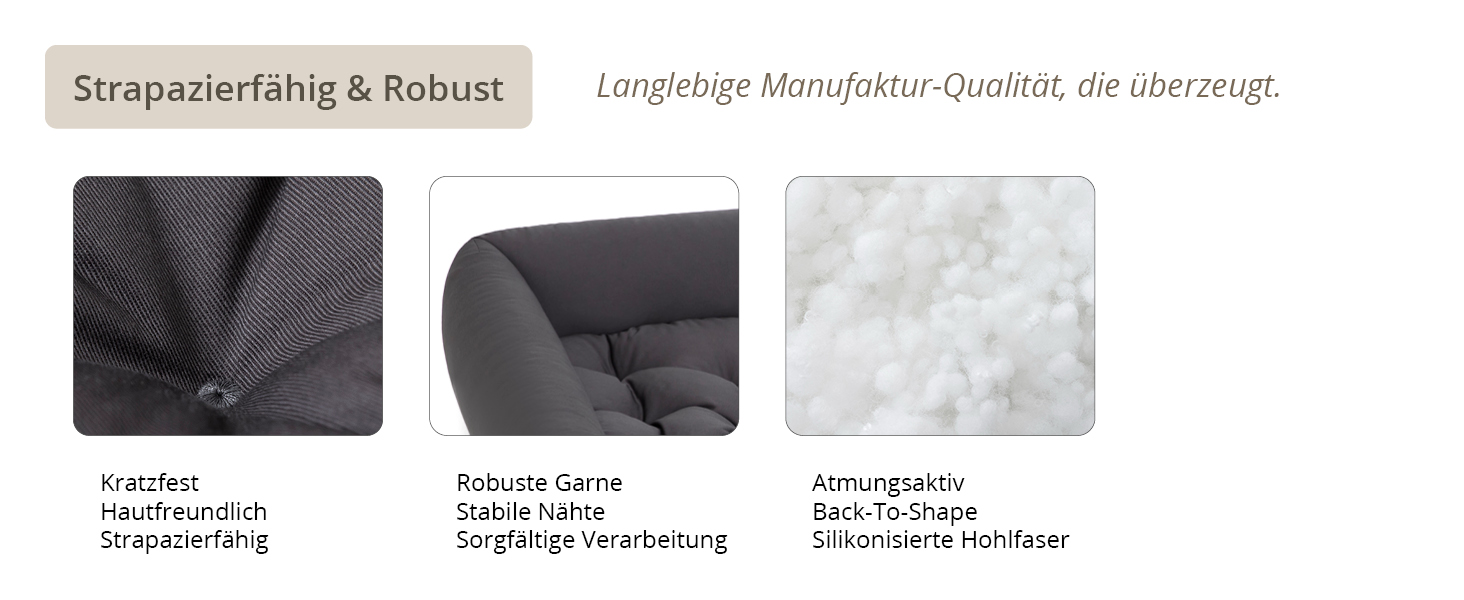 Ортопедичне ліжко для собак середніх порід - ліжко з знімним матрацом, прання до 95°C, сушка в сушильній машині, стійке до подряпин та укусів, Made in Germany (L - 80x70 см, Антрацит)