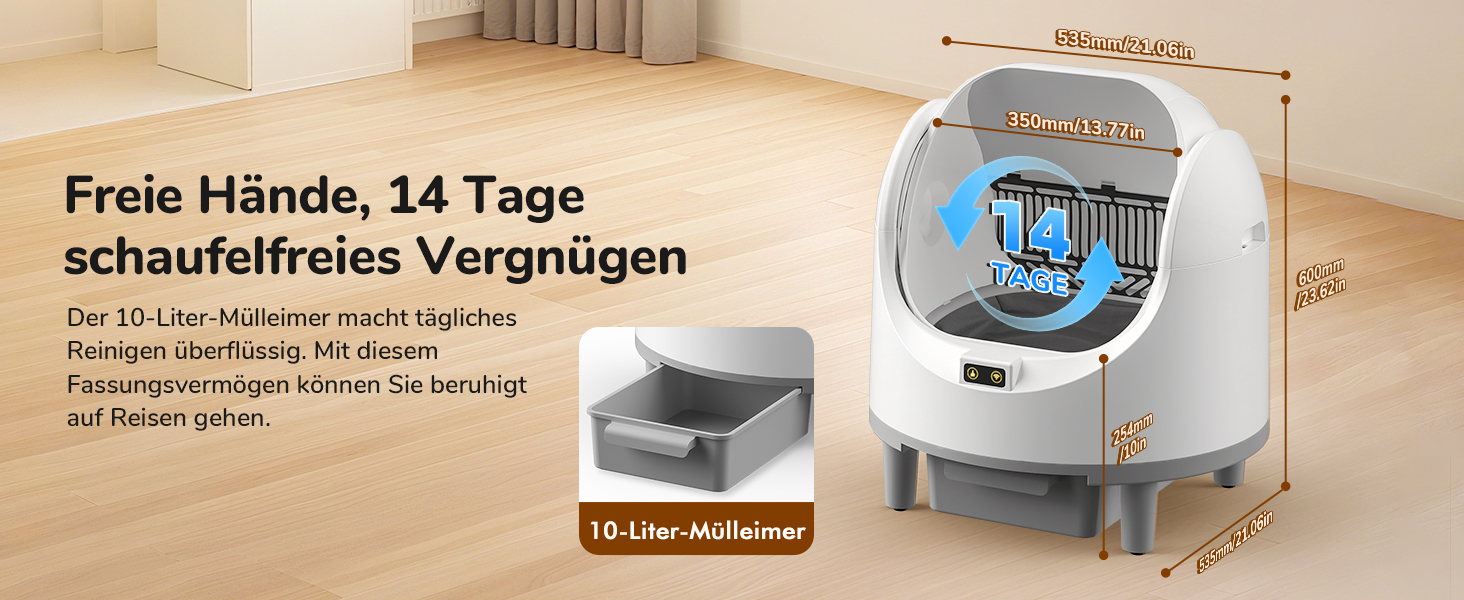 Автоматичний лоток для котів з самоочищенням, з датчиком безпеки, керуванням через додаток та видаленням запаху, великий об'єм, для кількох котів XXL