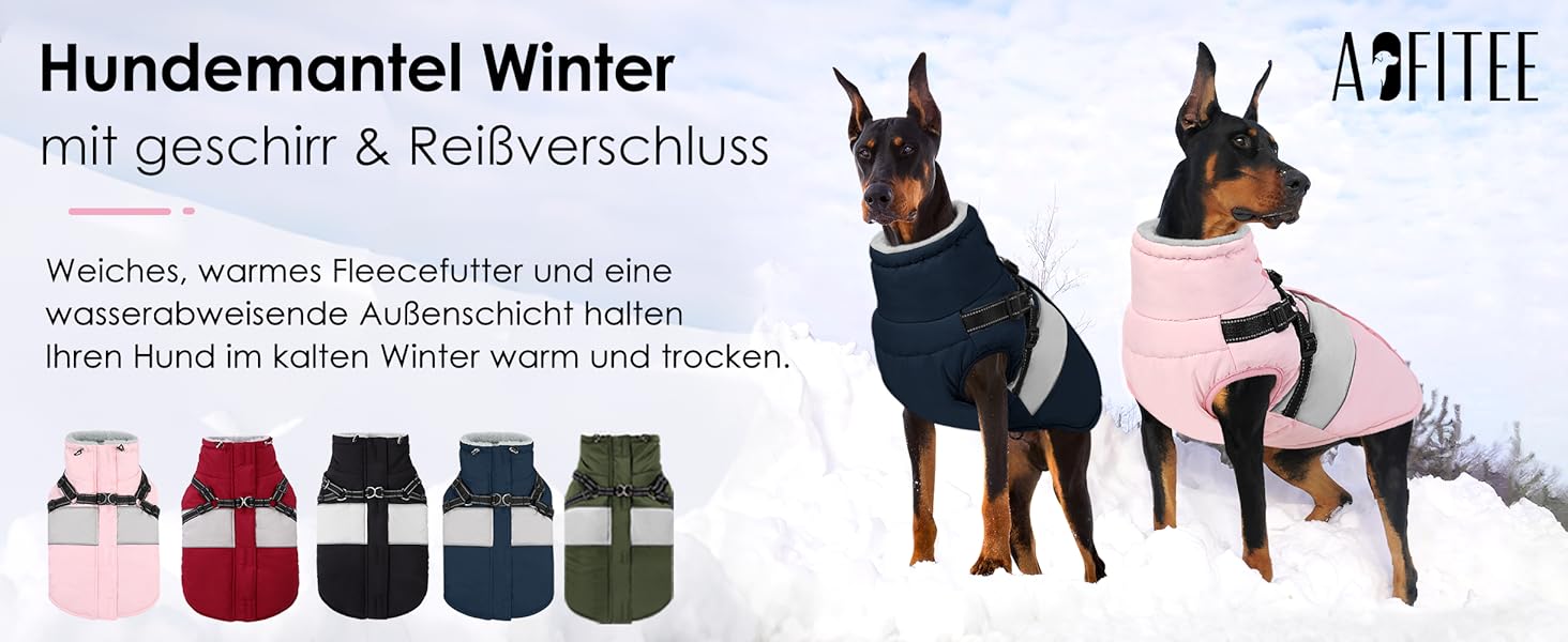 Теплий зимовий одяг для собак AOFITEE: куртка, жилет, водонепроникний, для великих порід (лабрадор, віндгорн, голден ретрівер), 2XL, бордовий