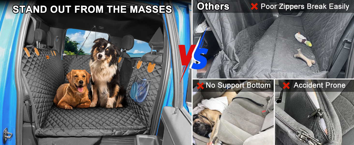 Накидка на сидіння автомобіля для собак JOEJOY, 147 x 73 см, чорна, водовідштовхувальна, захист від подряпин, з кріпленням для безпеки