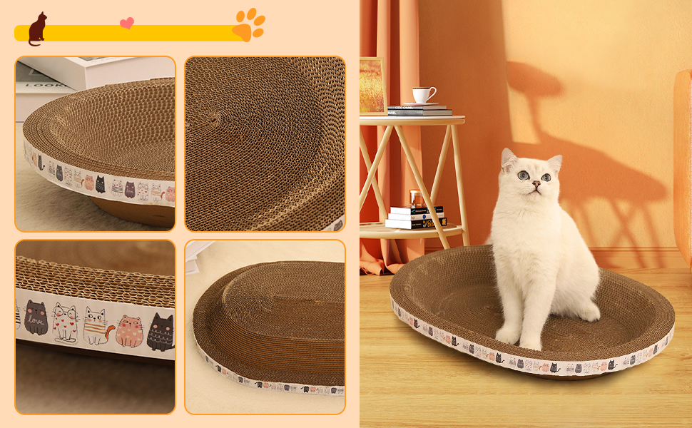 Килимок-клітка для котів Baoblaze, картонний, 45x34x9 см, ігровий комплекс для дрібних, середніх та великих котів