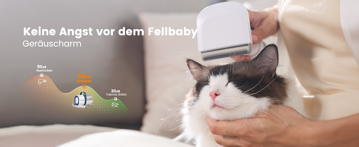 Машинка для стрижки собак Oneisall з пилососом, потужний всмоктування 12000 Па, видаляє 99.99% шерсті тварин, тиха, для собак та котів, 7 насадок, блакитна