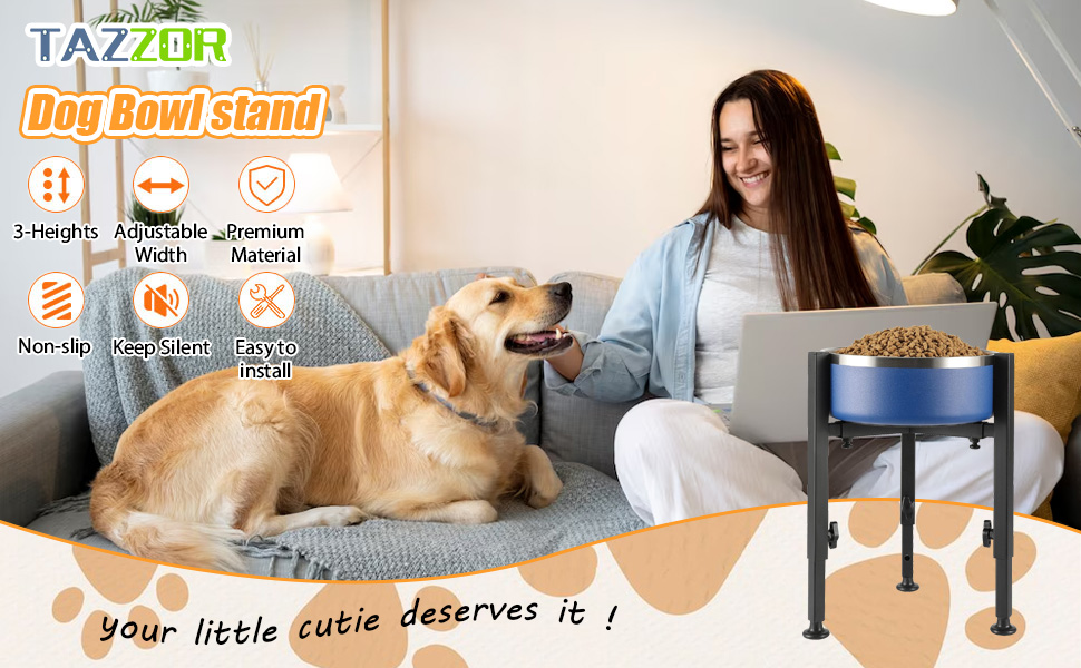 Підвищений годівниця для собак з регульованою висотою та шириною, металева миска для води/корму, підставка для собак великих, середніх та маленьких порід (миска не входить до комплекту)