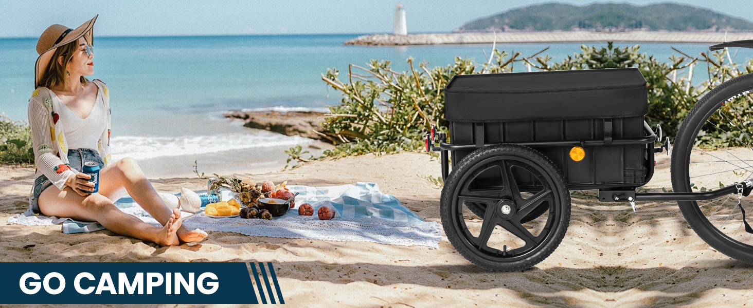 Велосипедний причіп 2-в-1 з ручкою для штовхання, міцний сталевий каркас, колеса 40 см, вантажопідйомність до 40 кг, чорний