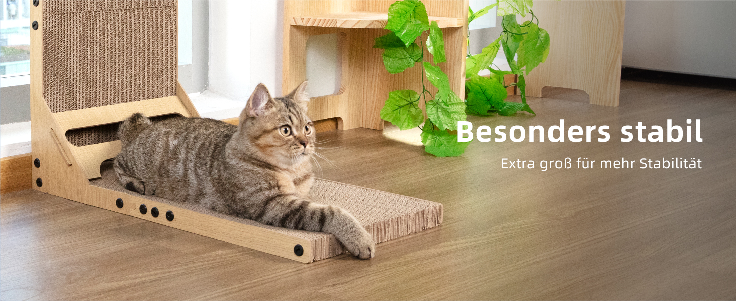 Котячий когтетоп з картону Mora Pets: великий, L-подібний, з іграшкою, 59 см