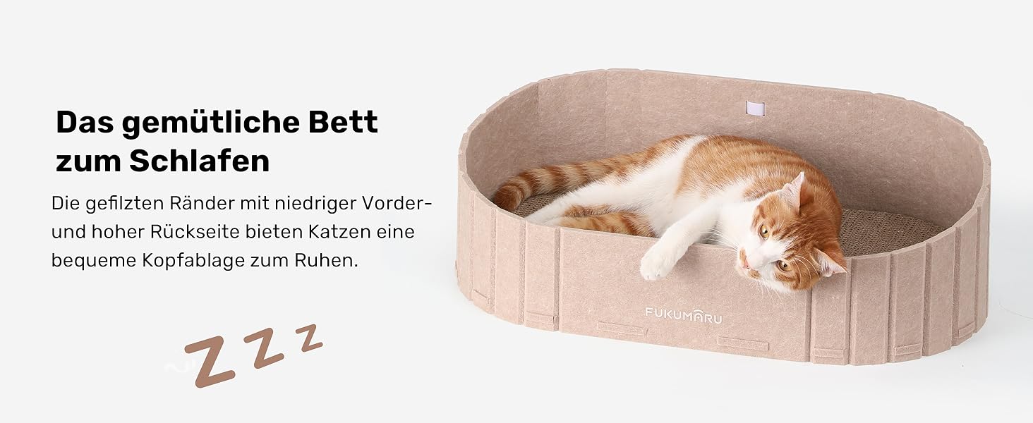 Кразберідка для котів FUKUMARU: диван з крафт-паперу, 61 см, з м'якими подушками, бежевий