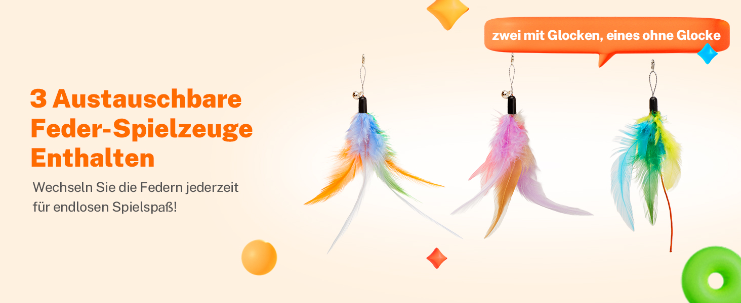 Інтерактивна іграшка для котів Toozey з 3 знімними пір'ями, електрична іграшка з автоматичною подачею пір'я та USB-зарядкою, іграшка для самостійних ігор для котів будь-якого віку, блакитна