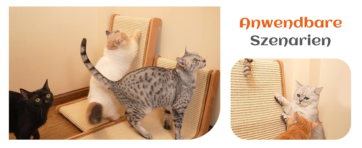 Котячий дряпак CheerPals L-подібний з сизалю - міцна конструкція з бука, 58x37x48 см