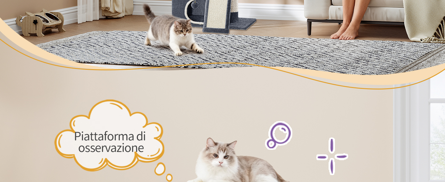 Дерево для котів Hzuaneri, 98 см: стійка конструкція, велика платформа, іграшкові м'ячики, печери, стовпчики для дряпання, дощечка для дряпання, темно-сірий MS10118SG