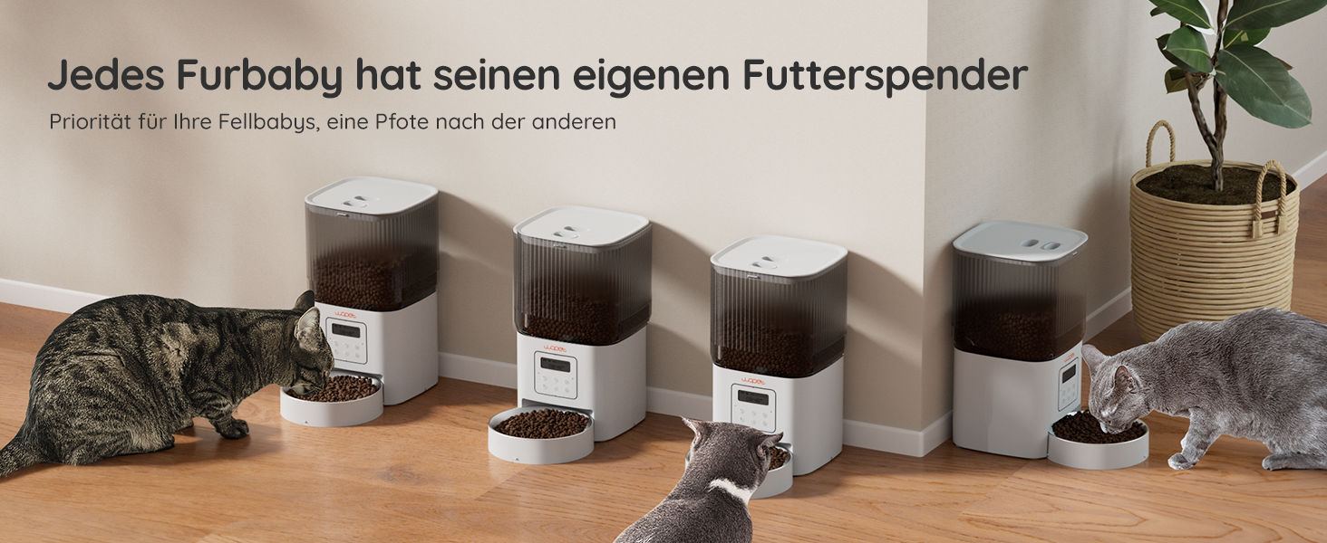 Автоматичний кормушка для котів WOPET 4L: програмування, 180 днів роботи, сталева миска, білий колір