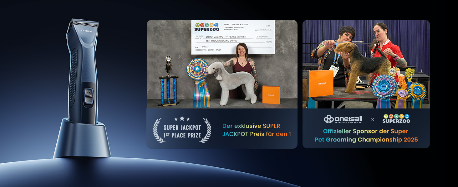Професійна машинка для стрижки собак Oneisall: акумулятор, 2 швидкості, тиха, для густого та довгого волосся, з лезом з вуглецевої сталі