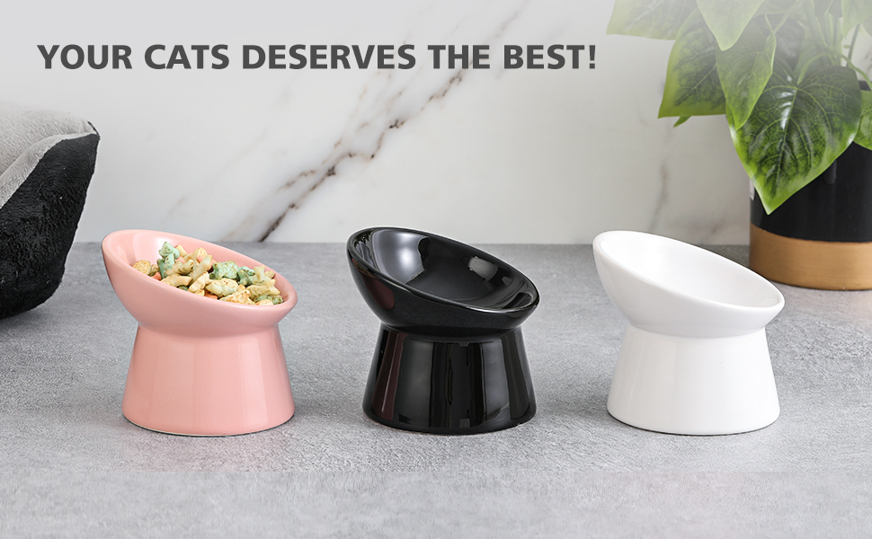 Котло propositions для котів з кераміки, піднятий годівниця, 15° нахил, 280 мл, білий, великий - для запобігання зригування