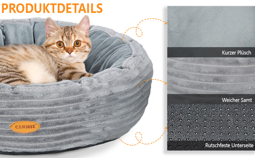 Підігрівальне ліжко для котів GDGZT, 50.8 см, миється, для дому, м'яке з підігріваючим килимком, у вигляді пончика для котів та маленьких собак