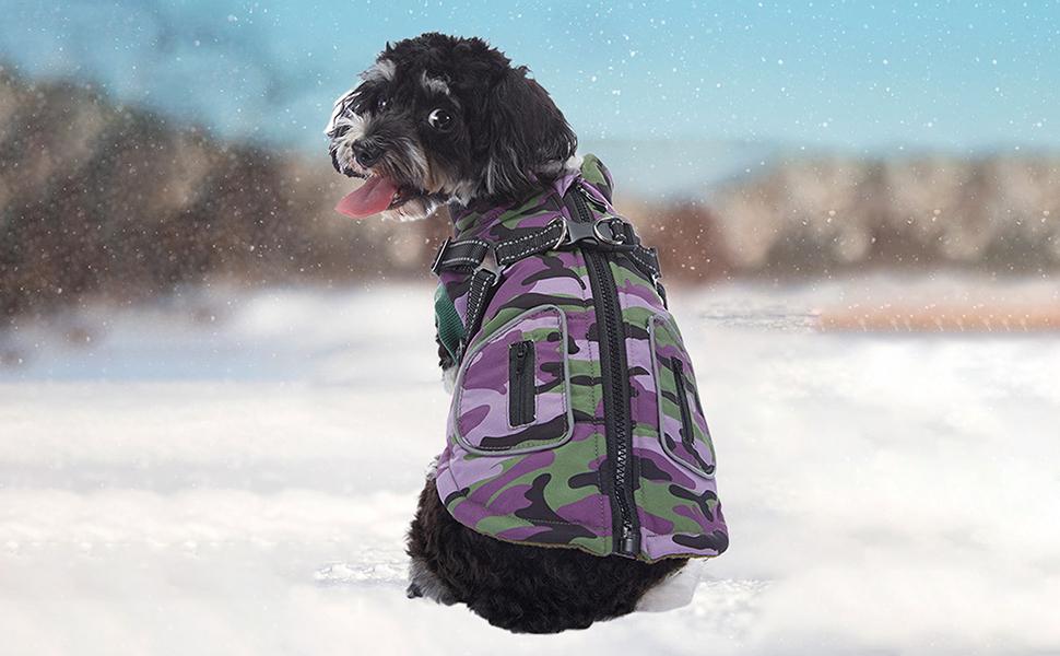 Зимовий теплий одяг для собак - водонепроникний теплий жилет для цуценят з інтегрованим шлейкою, захист від будь-якої погоди | Надійний крій для собак маленьких, середніх та великих порід