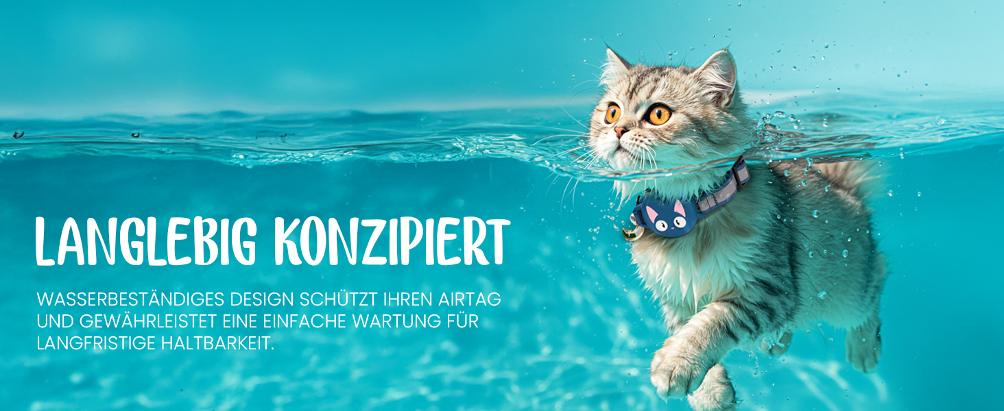 Нашийник для котів KittyTag з аксесуарами, сумісний з Apple Airtag, світловідбиваючий та світосвітний, GPS, захист від задушення, регульований (темно-синій)