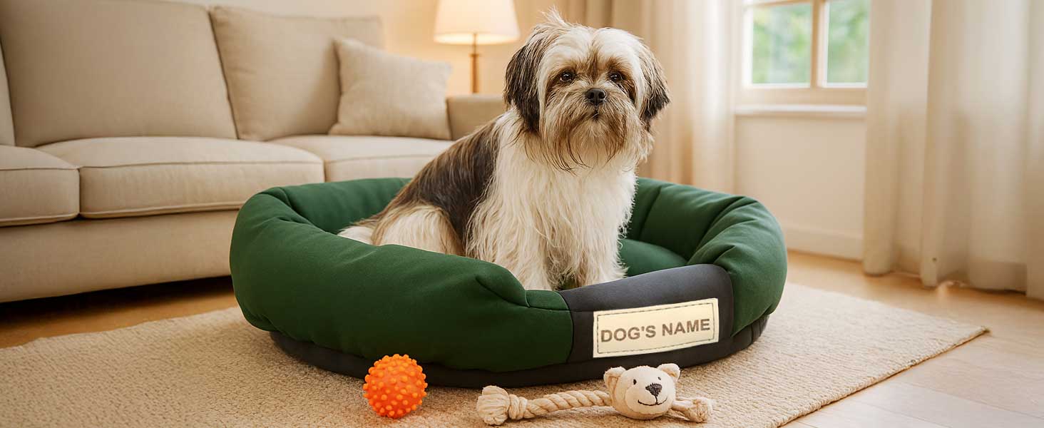 Ліжко для собак XL 115x95 см, коричневе, персоналізоване, вологостійке, миється. Для великих собак.