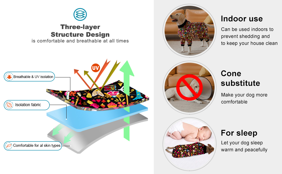 Піжама для собак LovinPet з повним покриттям, чорна окантовка, серветкова техніка, захист від УФ-променів, післяопераційний період, X-Large (упаковка 1)