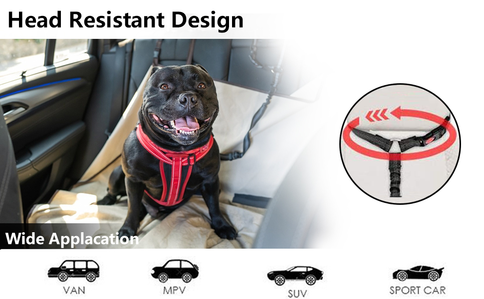 Автомобільний ремінь безпеки для собак Kelivi 3-в-1, чорний. Підходить для великих, середніх та маленьких собак. Ремінь безпеки для тварин, кріплення до підголівника, фіксація, нашийник.