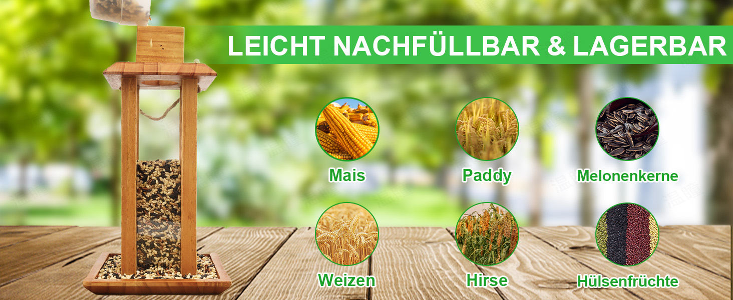 Дзеркальний годівничка для птахів YIKEDAN | Годівниця для птахів з дерева, на підвішування, вологостійка