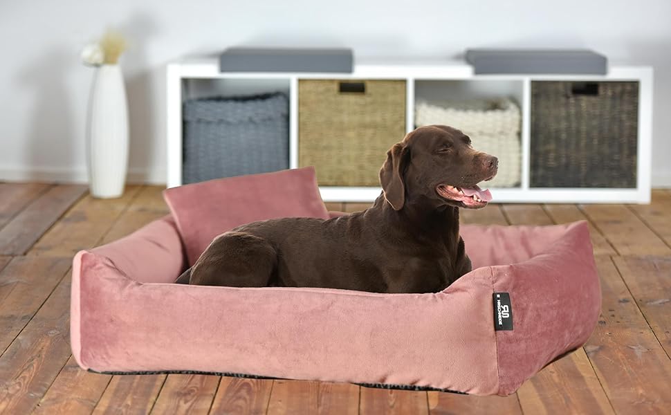 М'яке та миється собаче ліжко - диванчик для маленьких собак Rohrschneider, Рожевий, з набором пакетів для збору відходів, Рожевий
