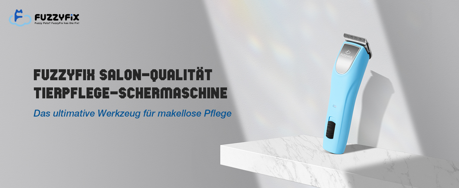 Професійна машинка для стрижки собак FuzzyFix: 2 швидкості, ергономічний дизайн, для собак та котів, стрижка густого, довгого та кучерявого хутра, блакитна