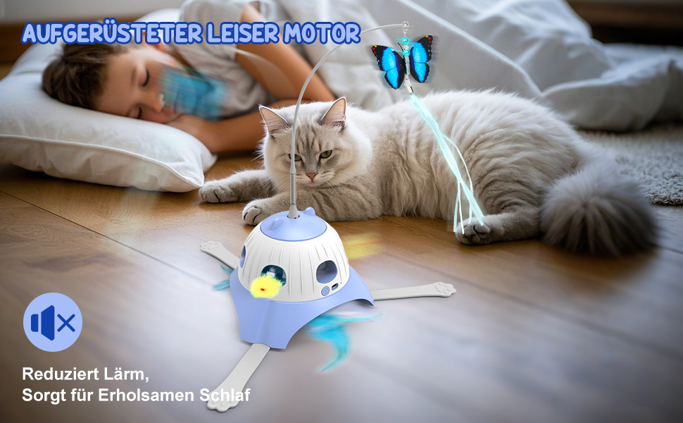 Інтерактивна іграшка для котів FUGODIWI, електрична, 3-в-1, Whack-a-Mole, з USB-зарядкою (блакитна)