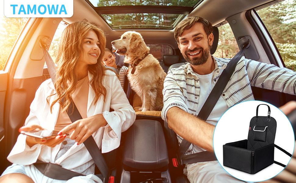 Автокрісло для собак Tamowa, чорне, для маленьких та середніх порід, на переднє та заднє сидіння, з ременем безпеки, водовідштовхувальне