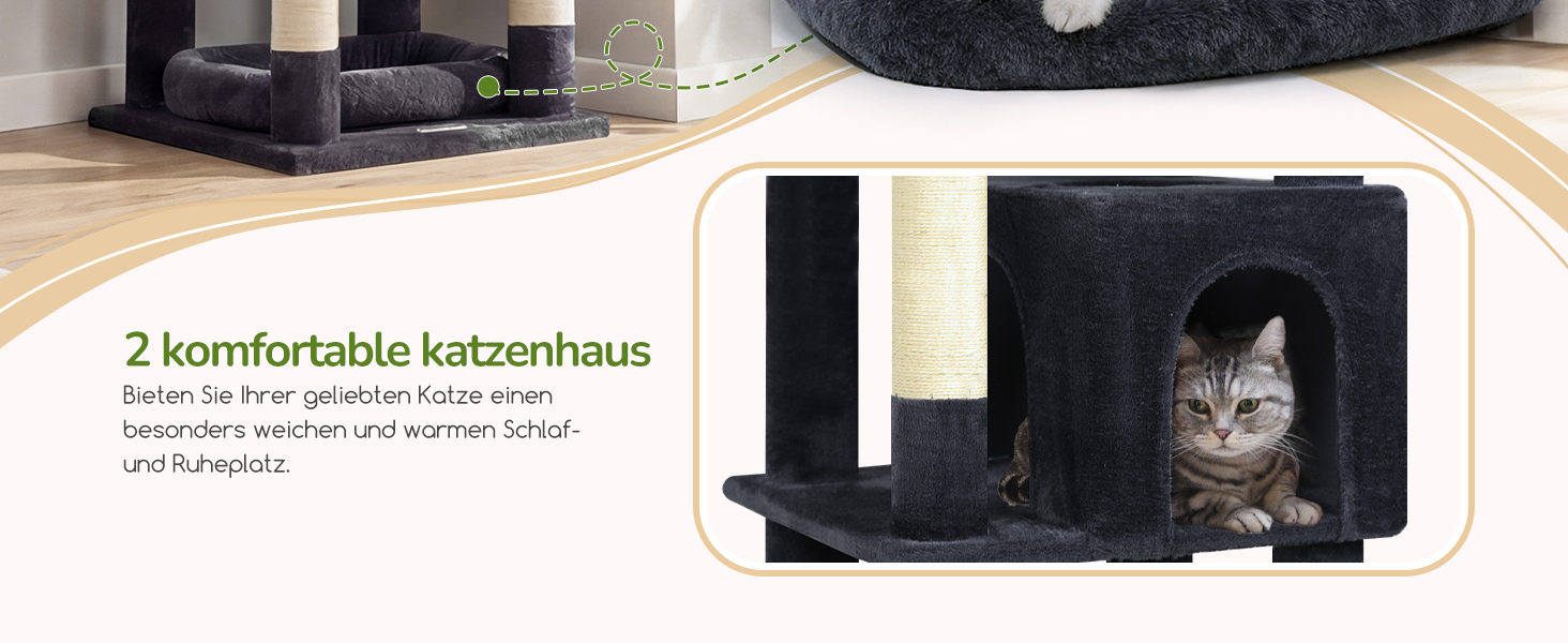 Комплекс для котів Globlazer з будиночками, лежаками та когтеточками, 189 см, XXL, темно-сірий