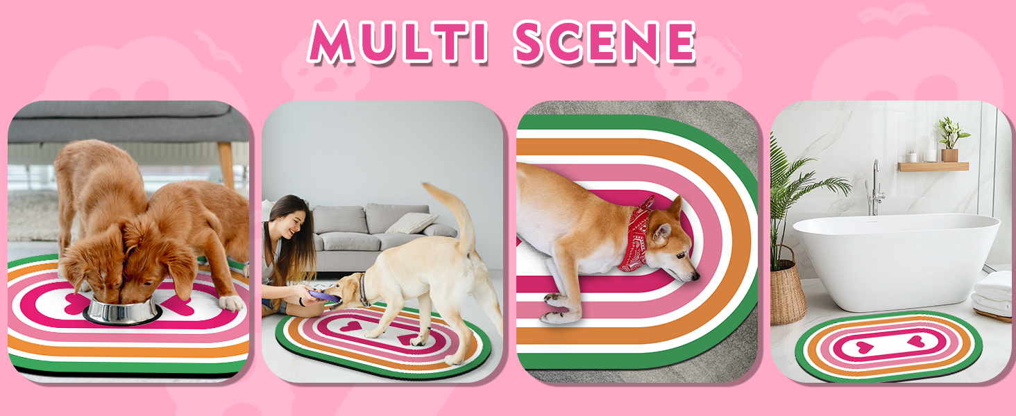 Підкладка під годівницю для собак та котів METEOROCK, 71x43 см, швидковисихаюча, легко миється, рожеве сердечко