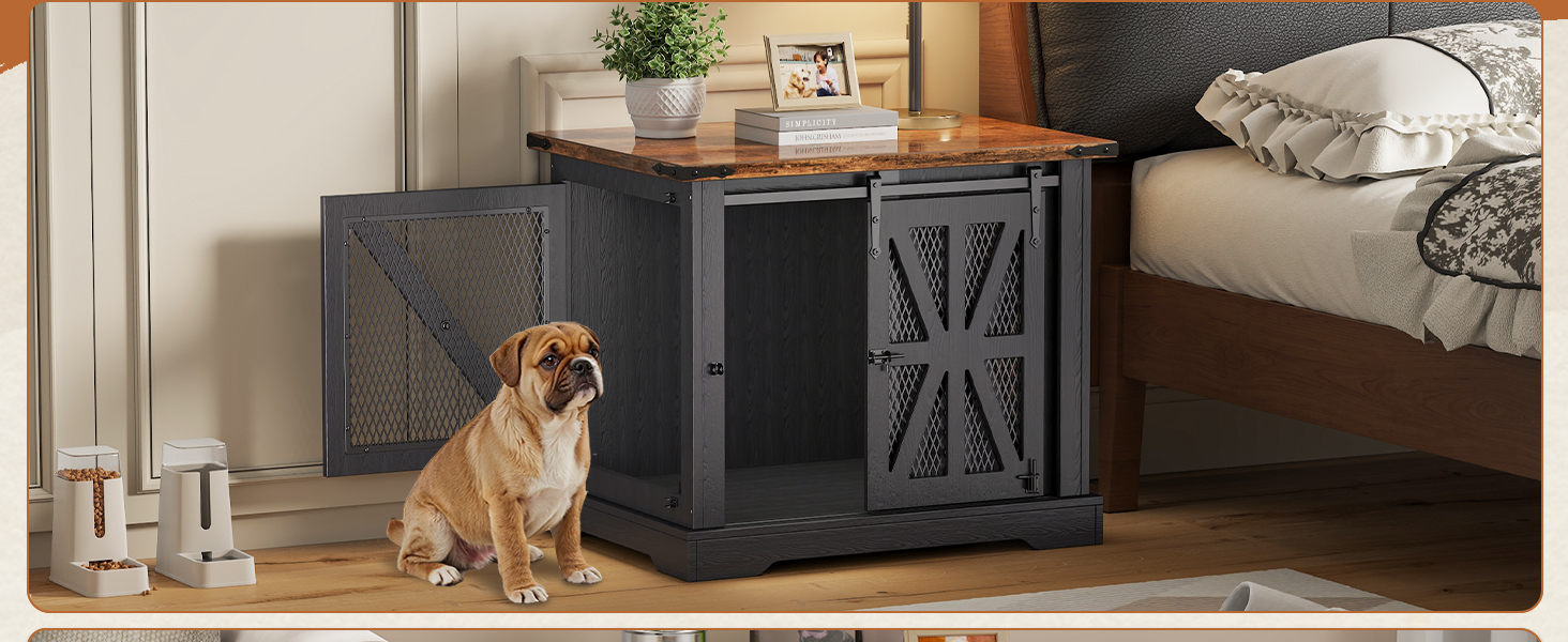 Клітка для собак, 73 см, дерев'яна будка для собак, чорна, міцна конструкція, захист від укусів, розмір 73x51x60 см