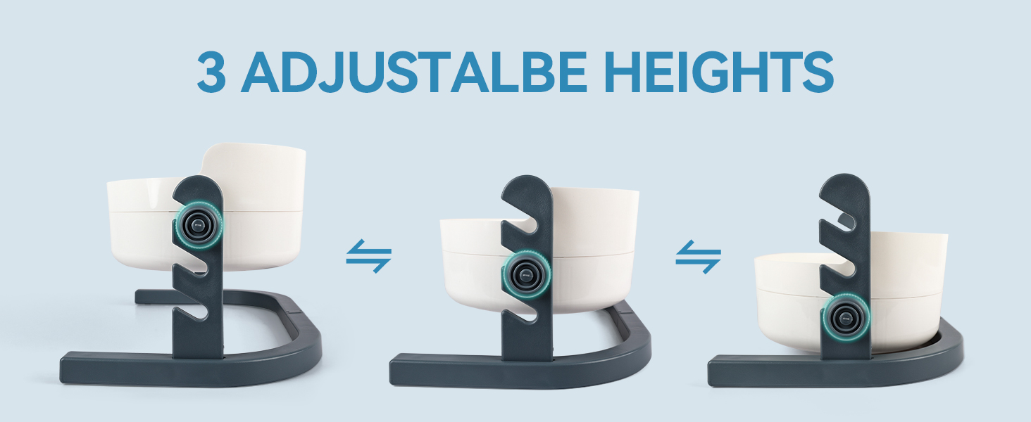 Підвищений годівниця для котів ALL FOR PAWS - 3-рівнева регульована годівниця з 2 мисками з нержавіючої сталі (350 мл), антиковзаюча та захищена від розливу, для кошенят, середніх та великих котів (44*26*19 см)