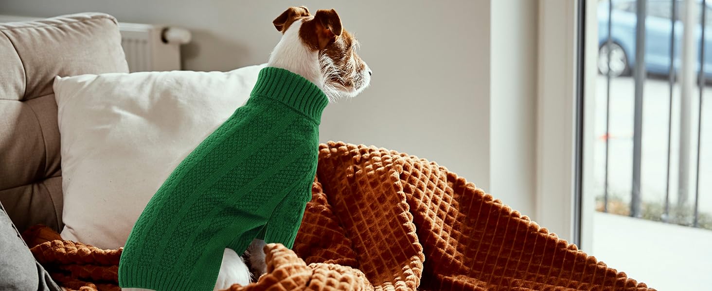 Теплий і м'який пуловер для собак Queenmore з в'язаним візерунком для Йоркширських терьєрів, пуделів та померанських спайнілів (червоний, S)