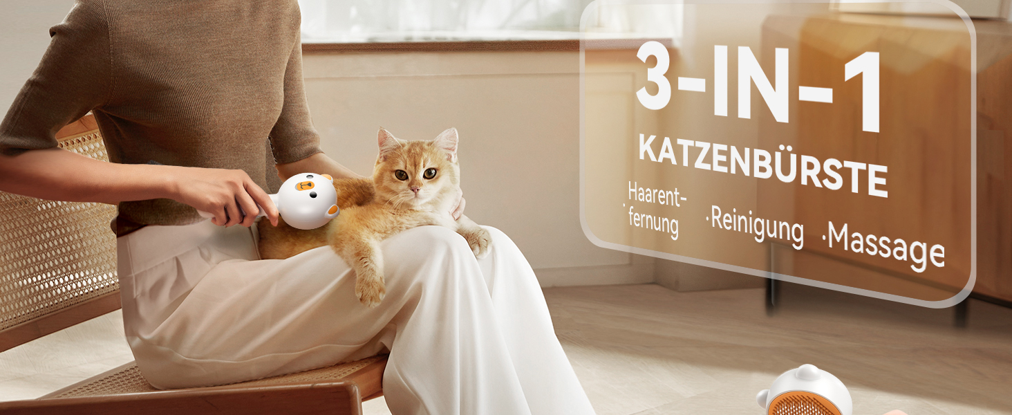 Щітка для котів FEELNEEDY з парою, USB-зарядка, для довгої та короткої шерсті, 2 швидкості, оранжева