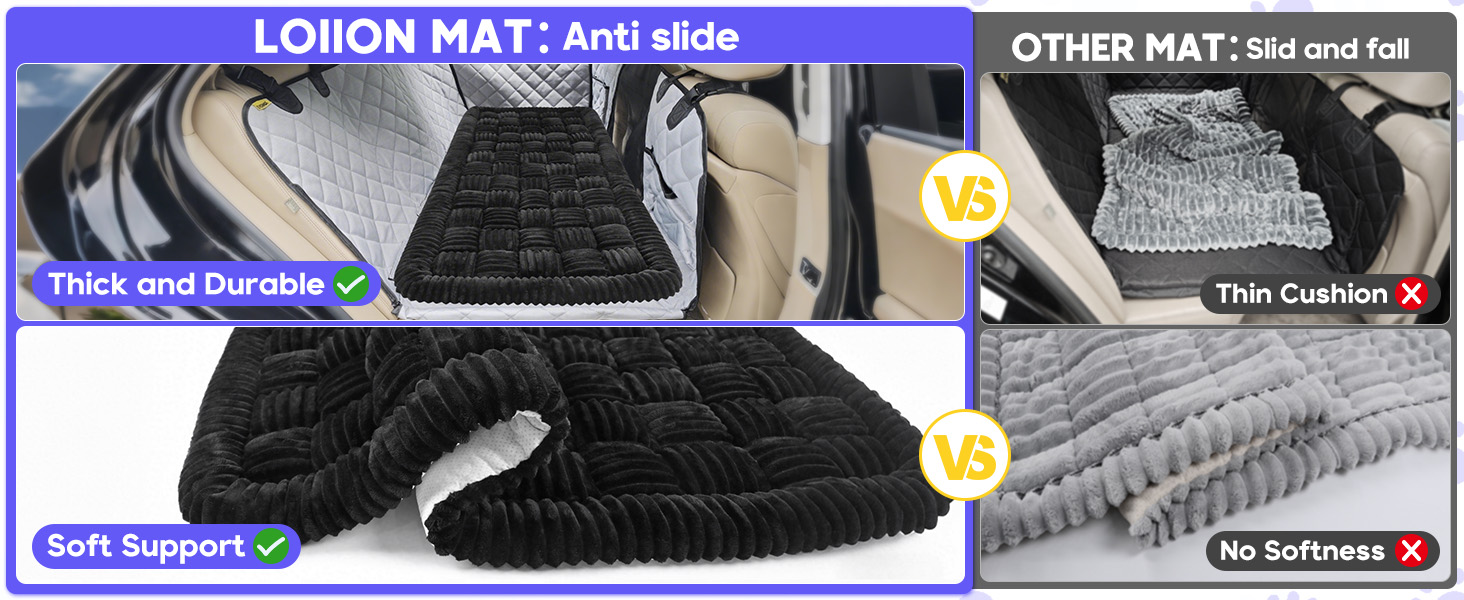 Килимок для собак у машину Loiion, захист заднього сидіння, чорний, 127x62.5 см