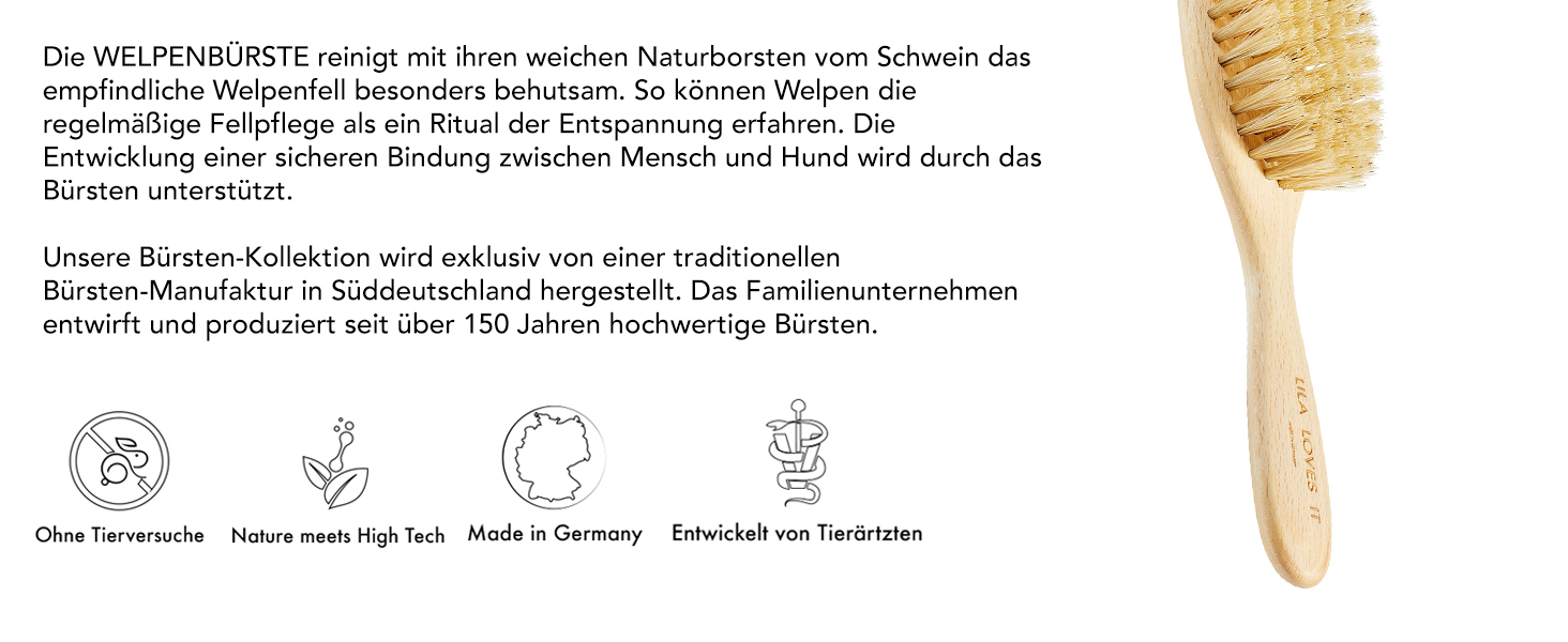 Щітка для собак з довгим волоссям Lila Loves It – з металевими закругленими щетинками, веганська, з бука з екологічного лісового господарства, Made in Germany