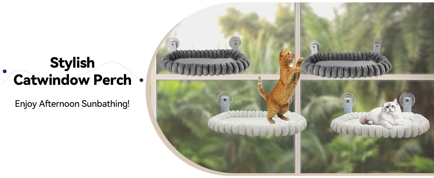 Килимок для котів на вікно CareCooo, лежанка для котів на вікно з м'яким знімним чохлом, стабільна лежанка для котів на вікно до 18 кг, розмір M (52x30 см), білий