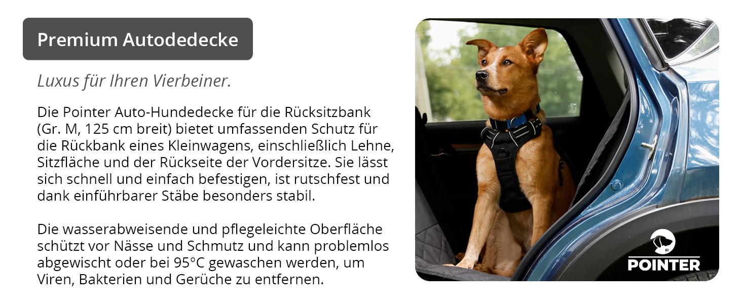 Кришка для автосидіння для собак Pointer, 125 см, сіра - захист заднього сидіння, водонепроникна, миється до 95°C