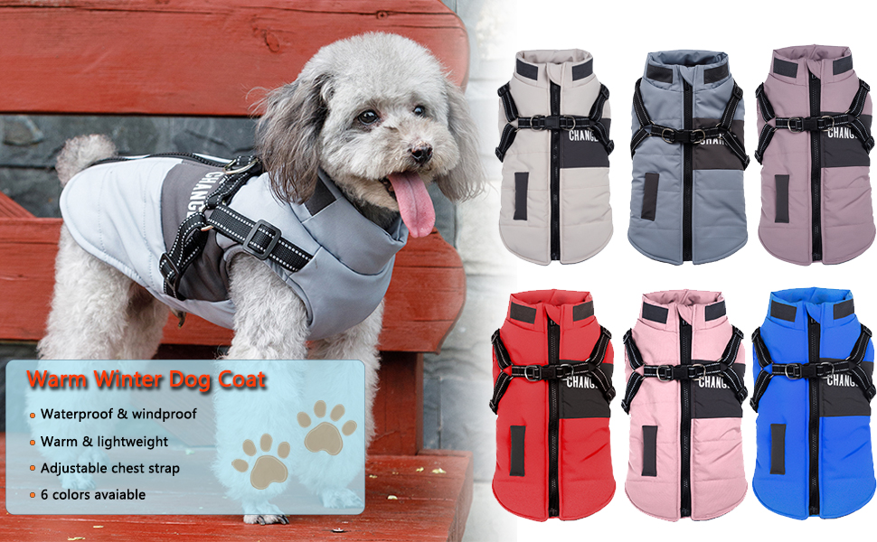 Теплий зимовий одяг для собак, куртка та жилет для маленьких та середніх порід, з світловідбиваючим жилетом, блакитний (S, блакитний)