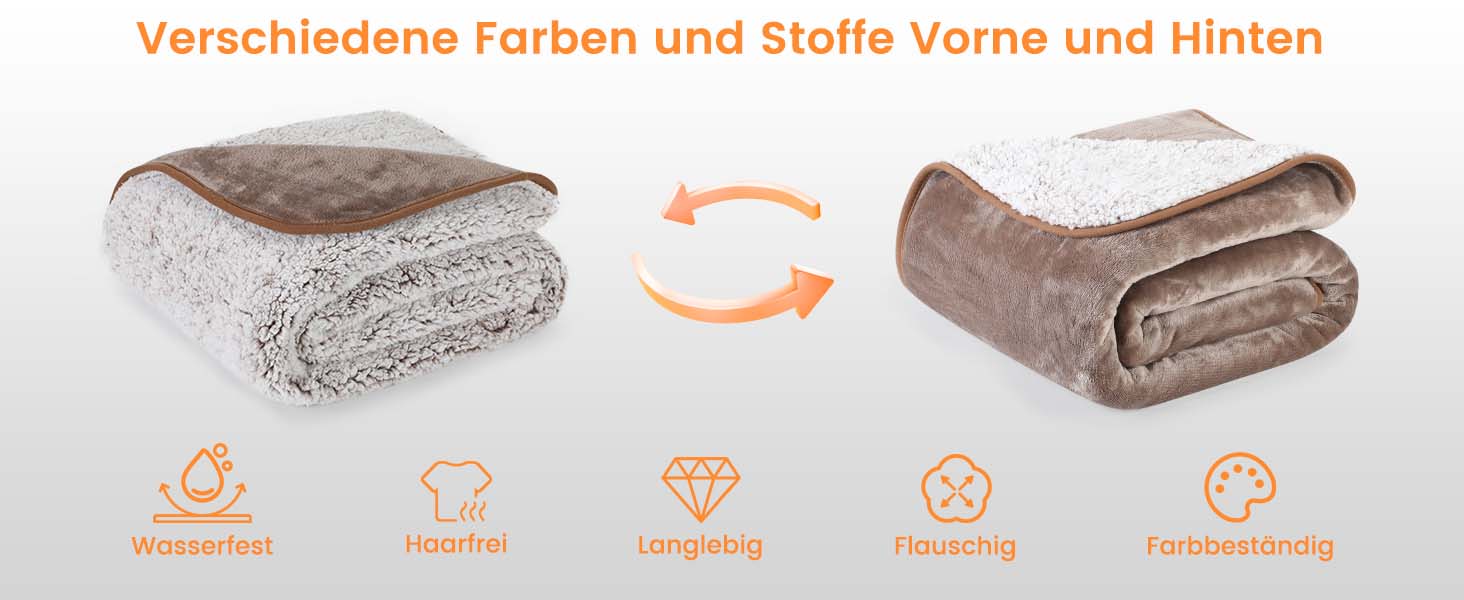 PETTOM Деки для собак Водонепроникні, Деки для собак на диван 152 x 127 см, Деки для собак з Sherpa та Flanell, Деки для домашніх тварин М'які та машинно-пранні (M: 127*100см, Колір: Коричневий)