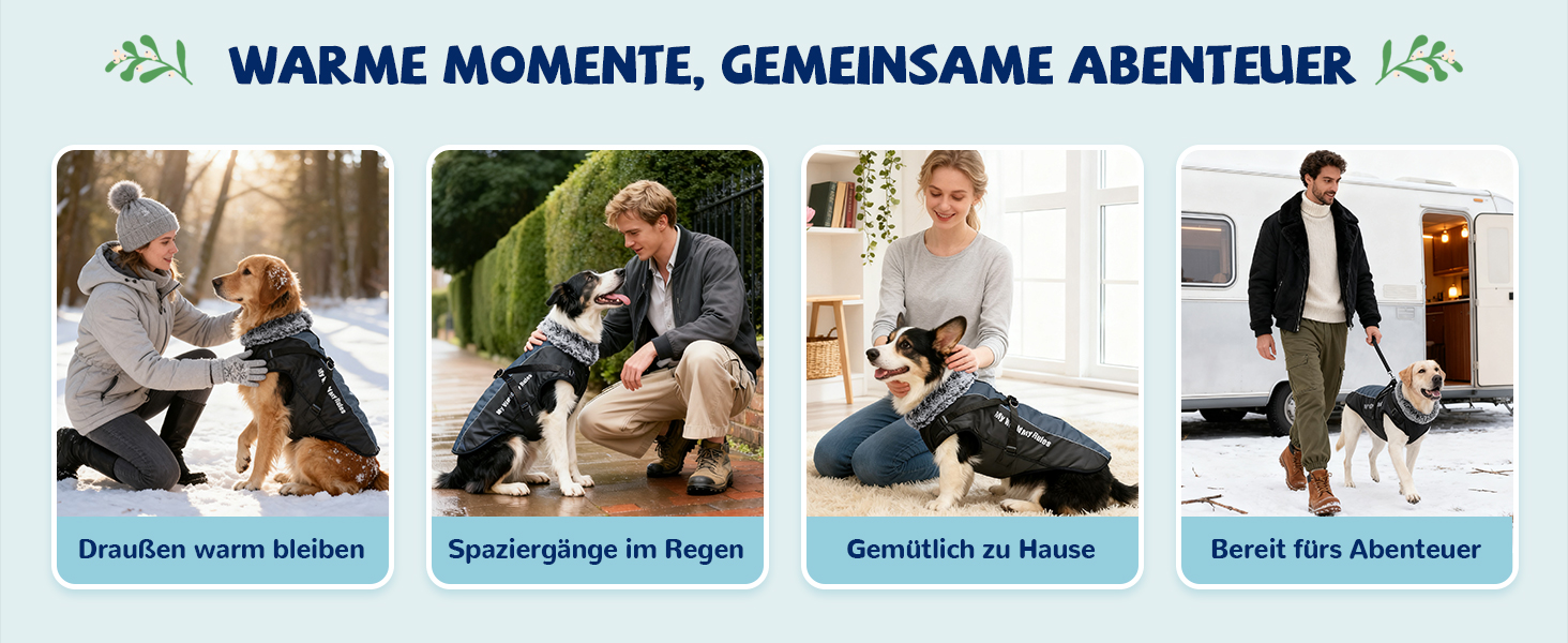 Водонепроникний теплий зимовий одяг для собак ALLSOPETS - куртка з відбиваючими смугами, стильна жилетка для холодної погоди (Blendblau, 3XL)