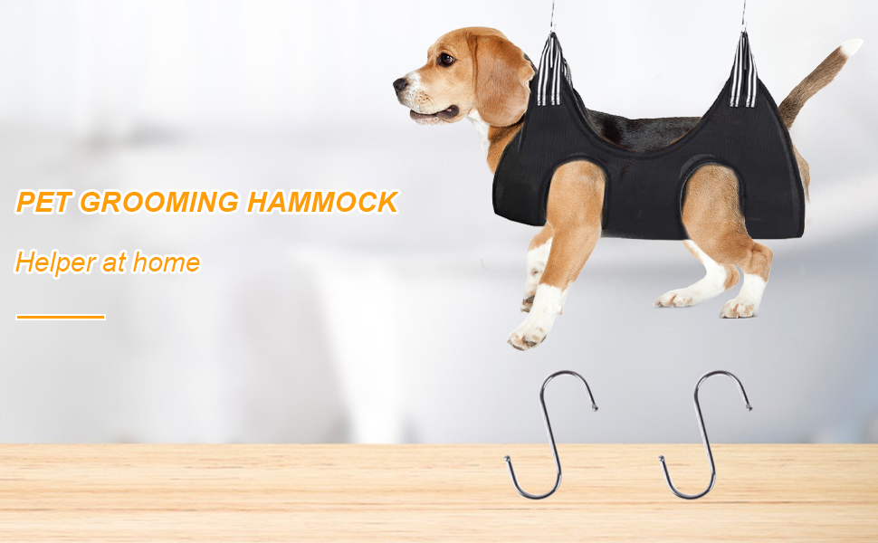 Гамак для собак з S-гачками. Гамак для собак та котів, грумінг, догляд за шерстю, купання (Чорний, до 35 кг)
