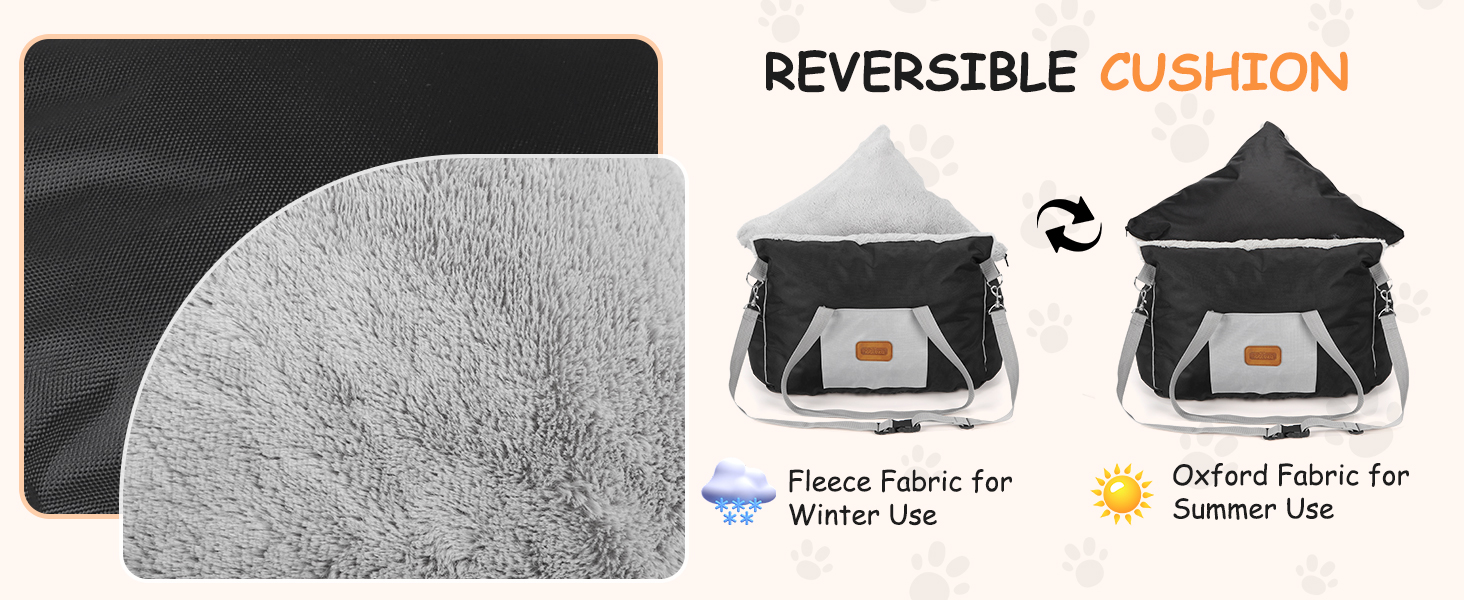 Автокрісло для собак Nobleza - зручне ліжко для маленьких собак, з кишенями та змінним подушкою, 58x56x33 см, бавовна, плюш, пластик/метал