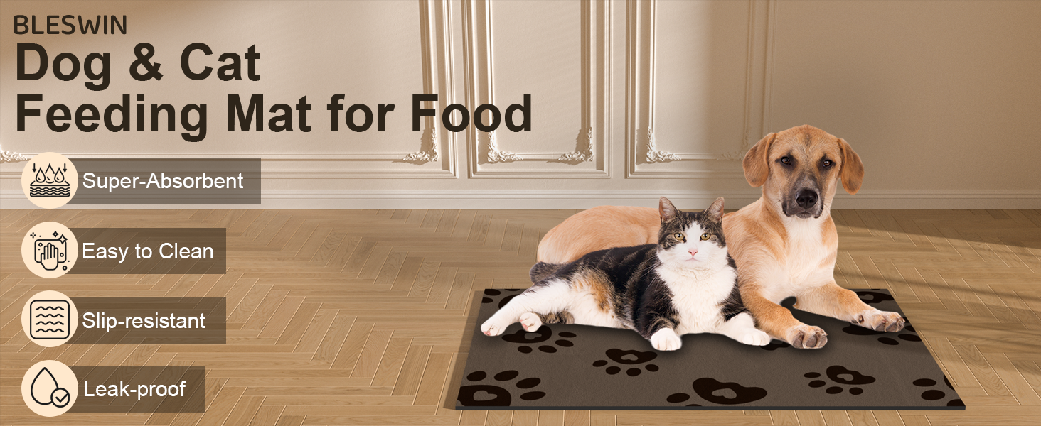 Килимок для годівлі собак Bleswin 30x50 см, водопоглинаючий, неслизький, коричневий