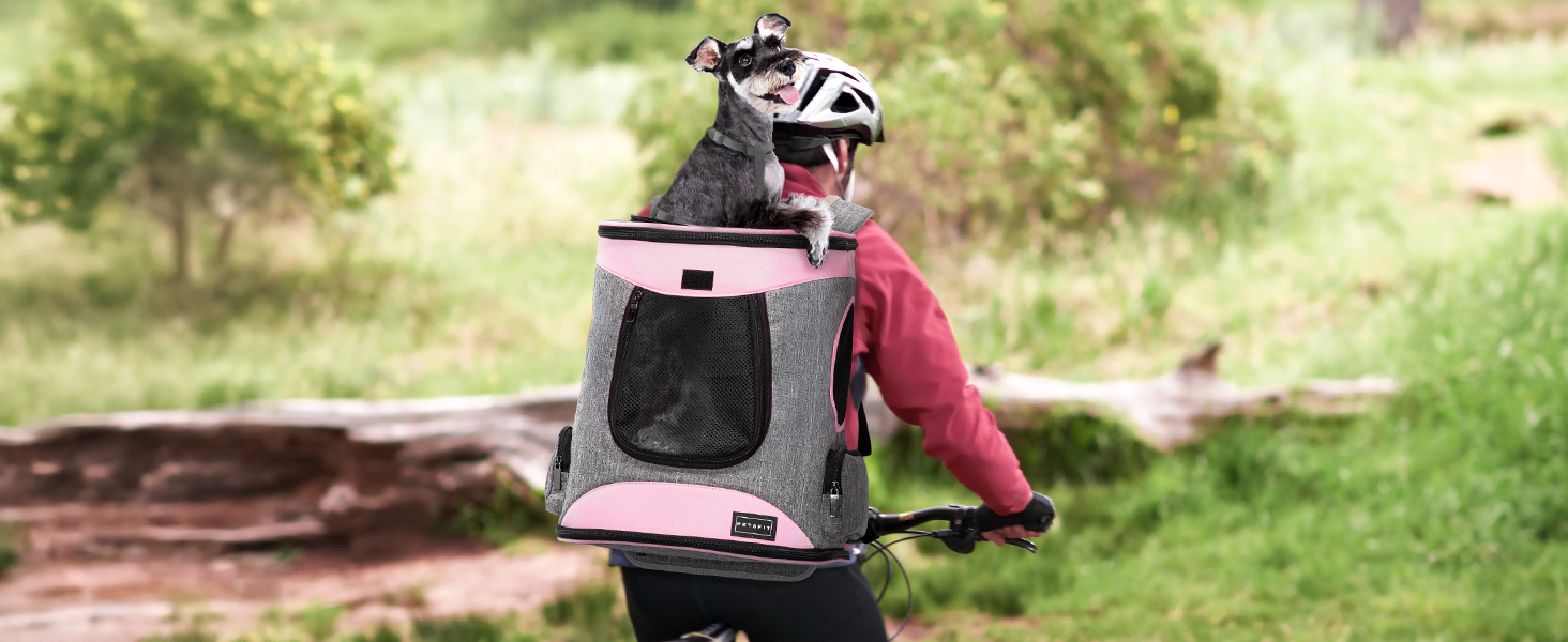 Рюкзак для кота та собаки Petsfit - зручний та дихаючий, до 5 кг, з сіткою та регульованим ременем, зелений (сірий & рожевий)
