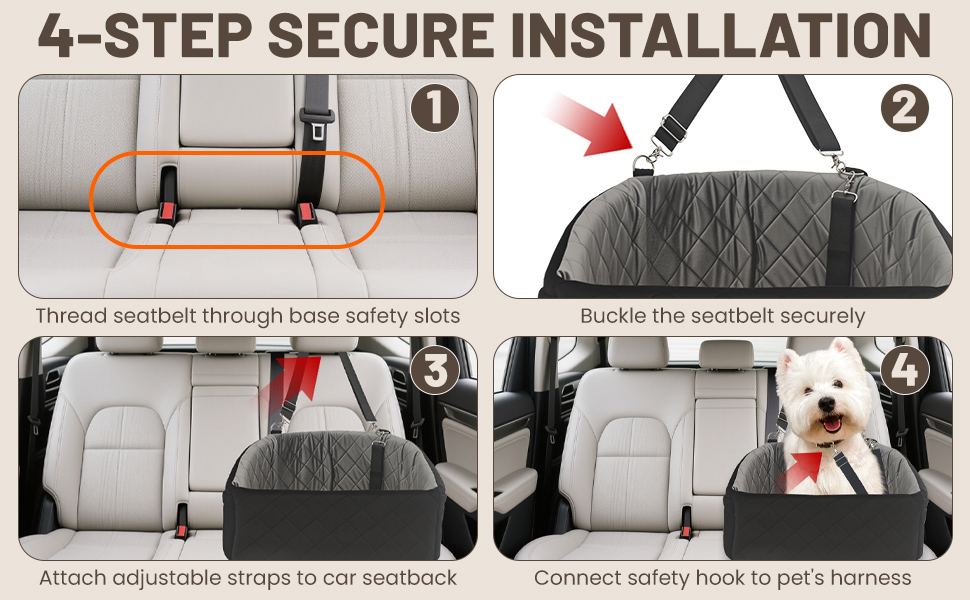 Автомобільний лежак для собак та котів, з кишенями для зберігання, з ременями безпеки, чорний та сірий
