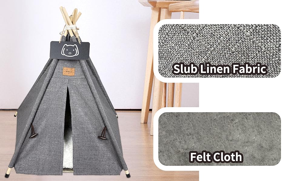 Палатка для тварин Tipi, будиночок для собак та котів з плюшевою подушкою, 60x60x70 см, коричневий