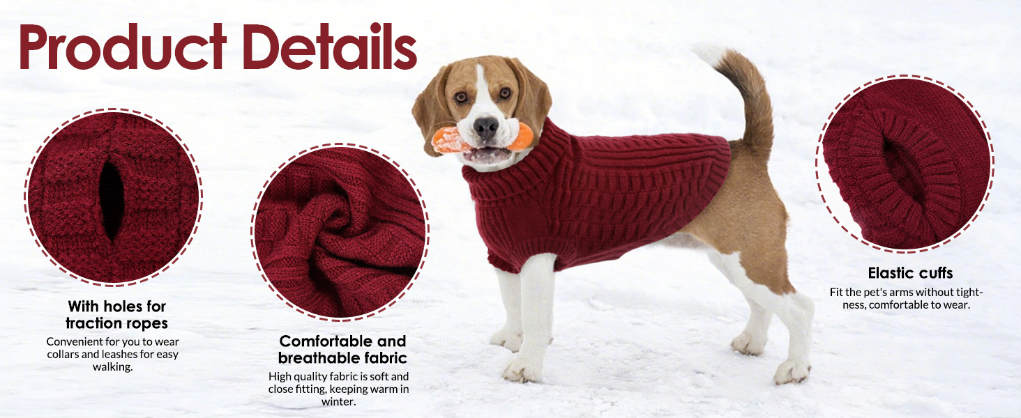 Теплий безрукавний светр для собак Citétoile з коміром-горловиною | М'який фліс, комфортний та дихаючий | Ідеальний для холодної погоди | Червоний, розмір M