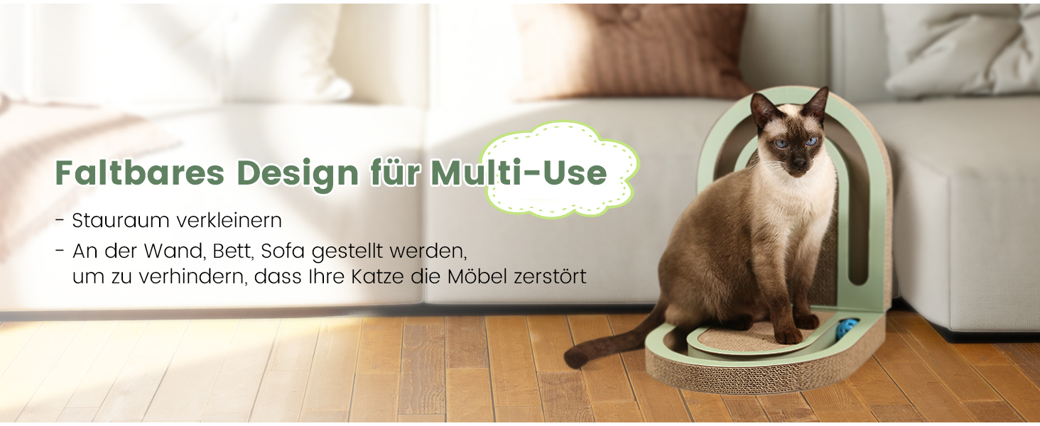 Кігтеточка PETTOM для котів з м'ячиком, двостороння, 66*30*4 см